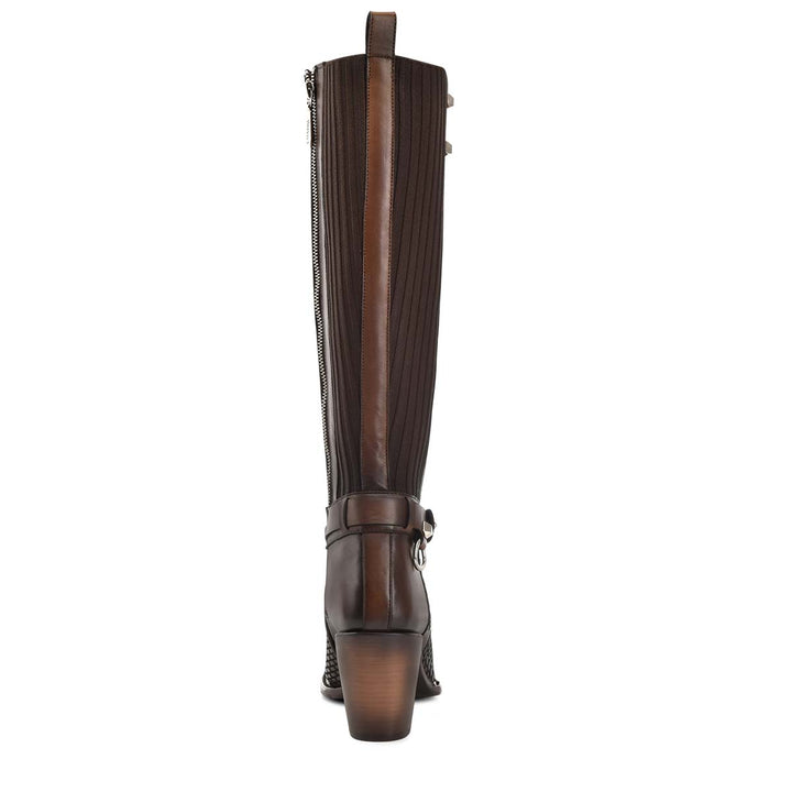 Honey & Brown Cowhide Zipper & Studs & Laser Boot