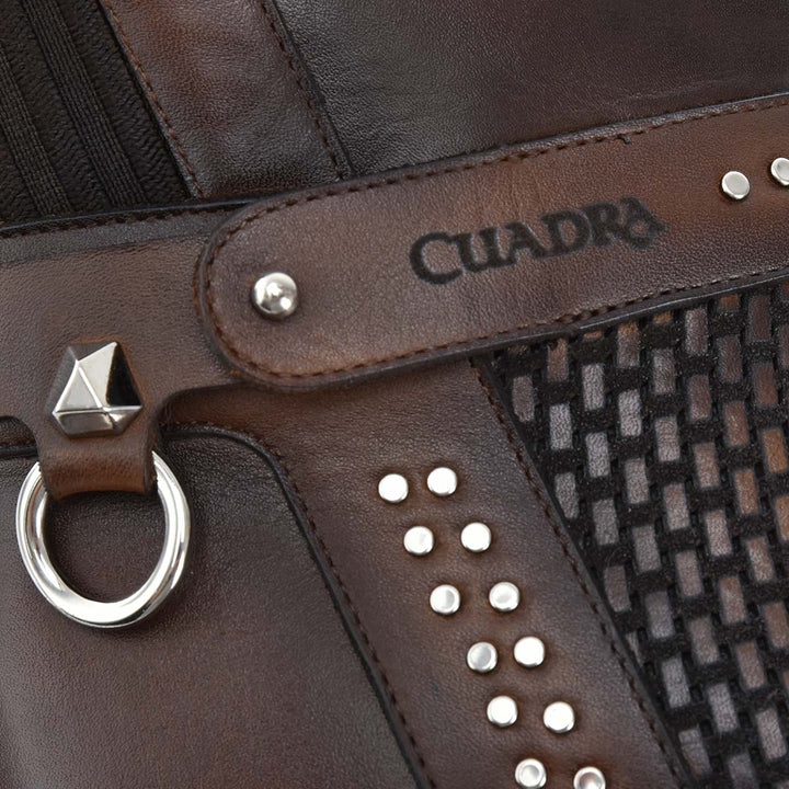 Honey & Brown Cowhide Zipper & Studs & Laser Boot
