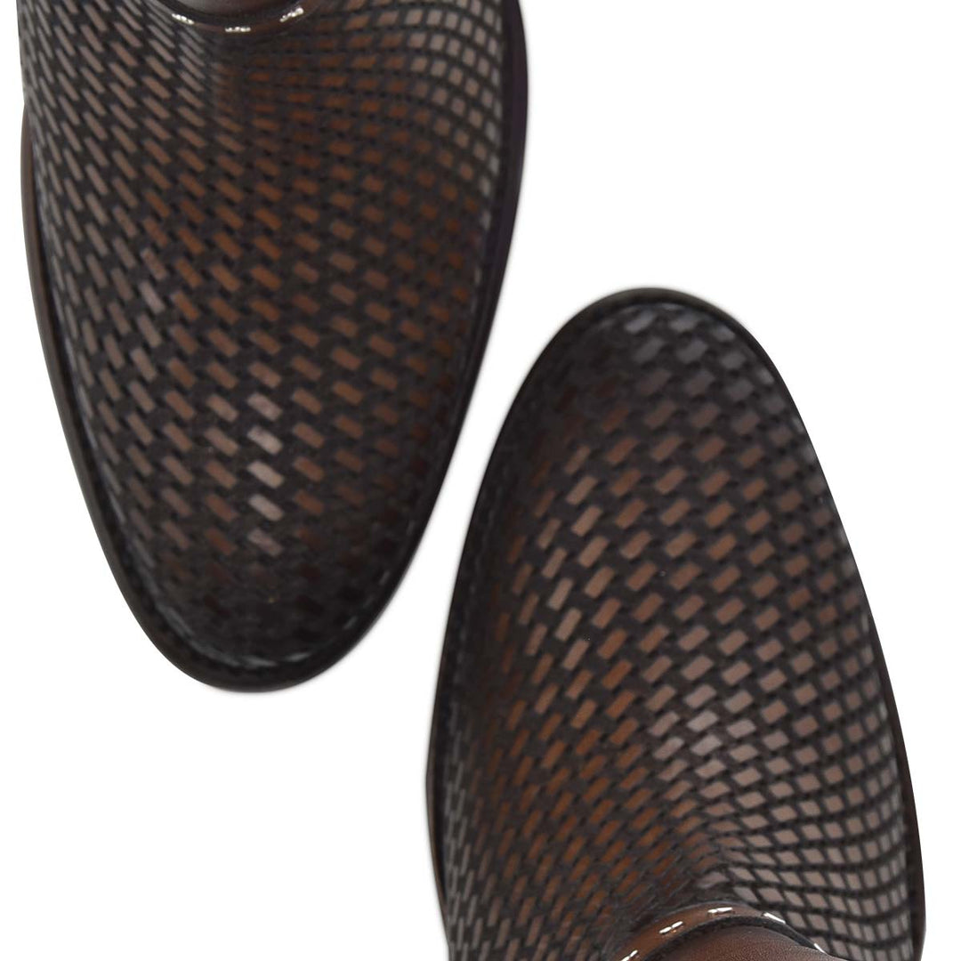 Honey & Brown Cowhide Zipper & Studs & Laser Boot