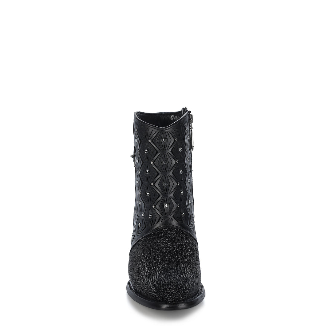 Black Stingray Zipper & Studs & Laser Snip Toe