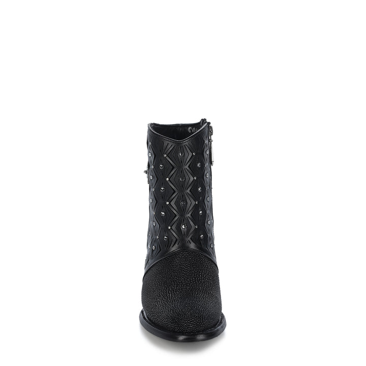 Black Stingray Zipper & Studs & Laser Snip Toe