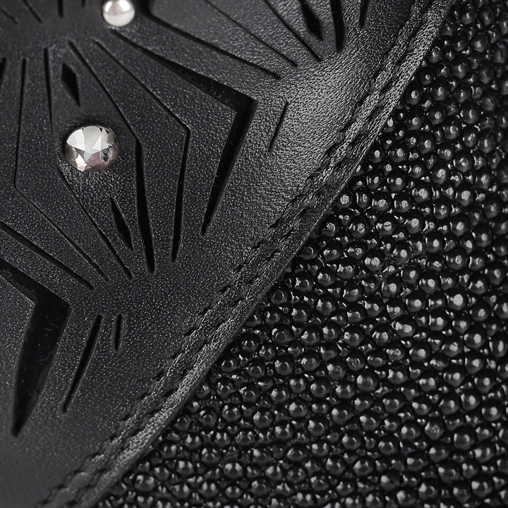 Black Stingray Zipper & Studs & Laser Snip Toe