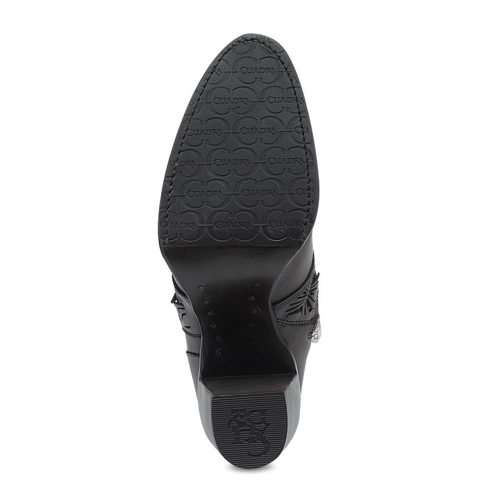 Black Stingray Zipper & Studs & Laser Snip Toe