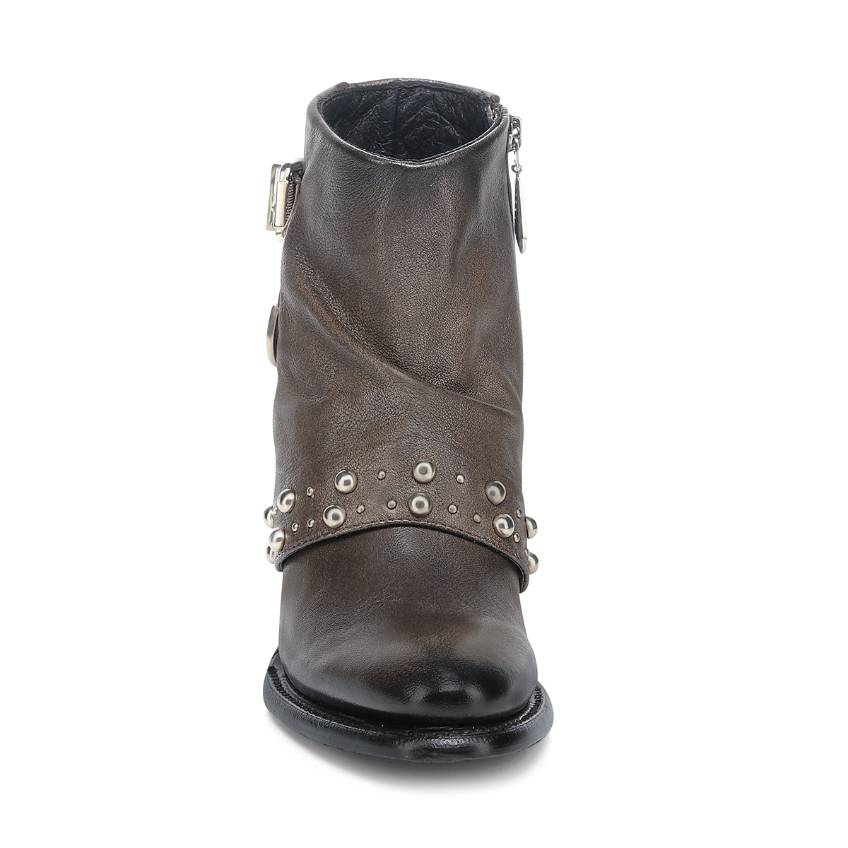 Cuadra Brown Zipper & Studs CC253