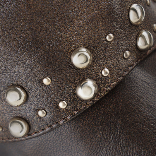 Cuadra Brown Zipper & Studs CC253