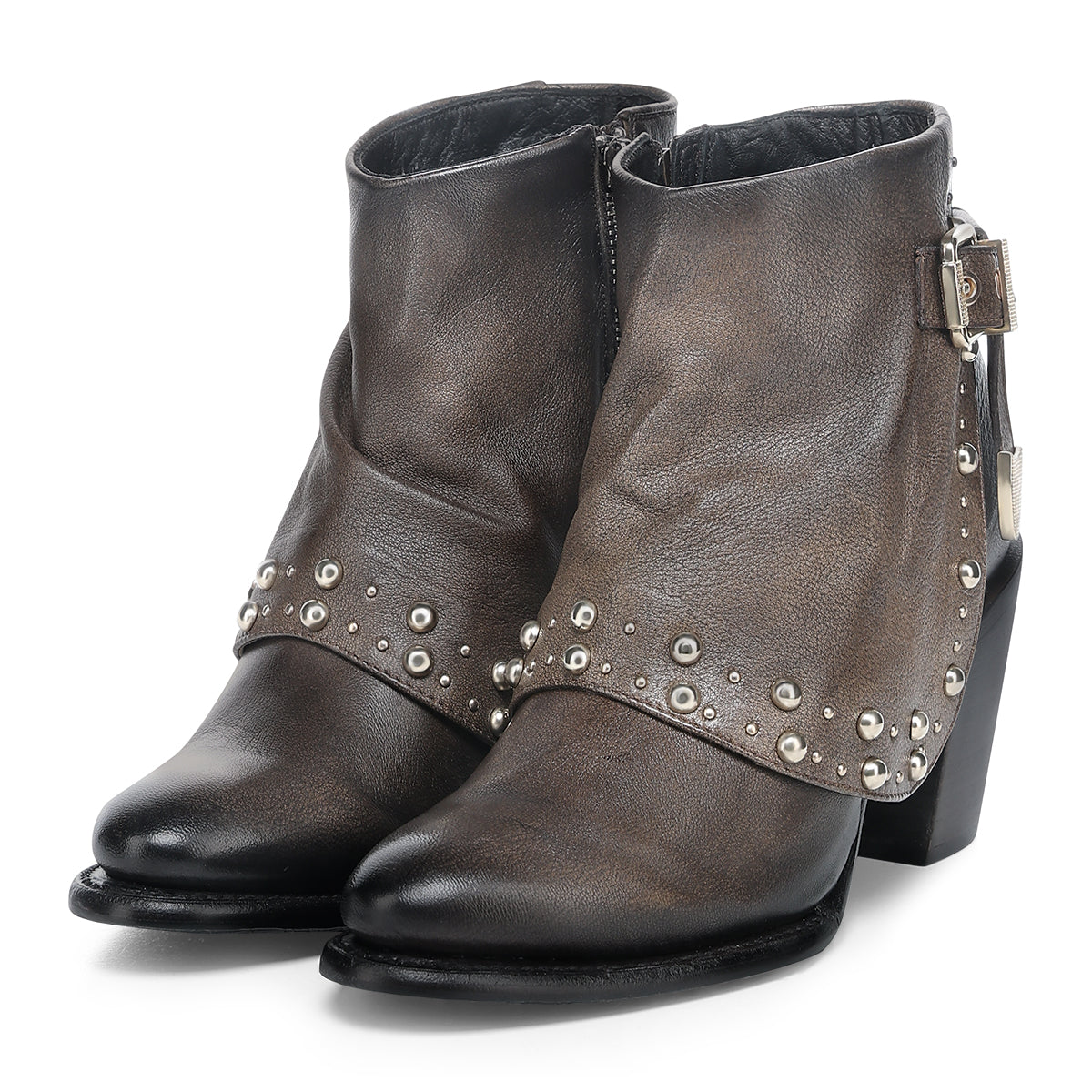 Cuadra Brown Zipper & Studs CC253