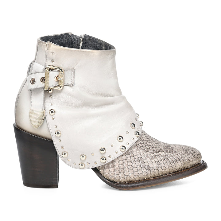 BEIGE PYTHON ZIPPER & STUDS CC254