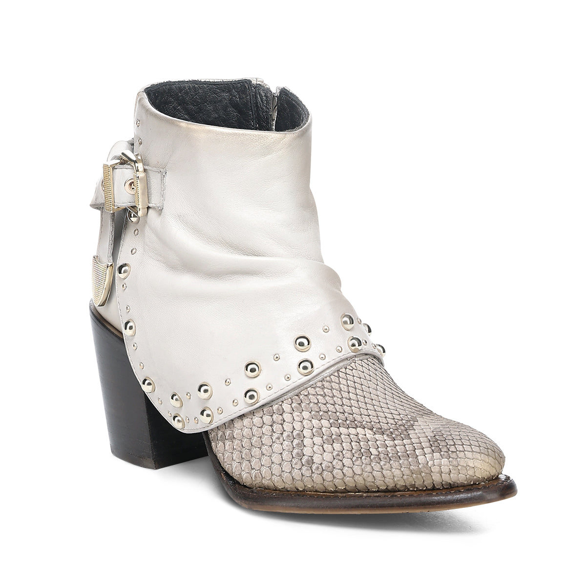 Patron Piethon BEIGE PYTHON ZIPPER & STUDS CC254 – Patron Boots USA