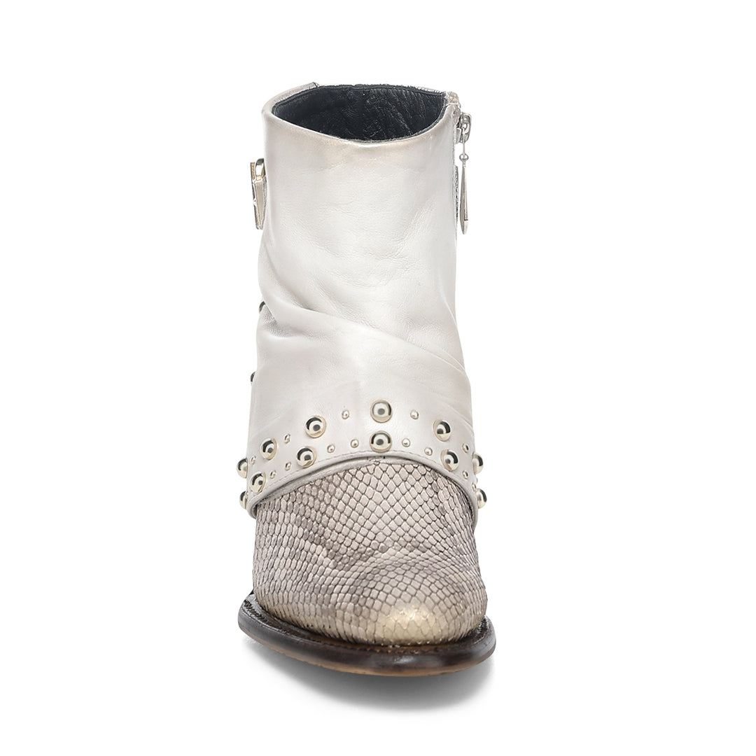 BEIGE PYTHON ZIPPER & STUDS CC254