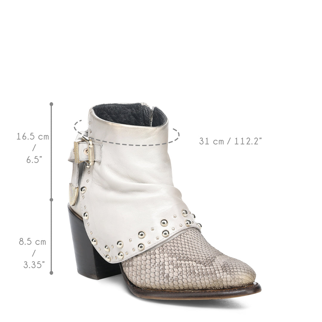 BEIGE PYTHON ZIPPER & STUDS CC254