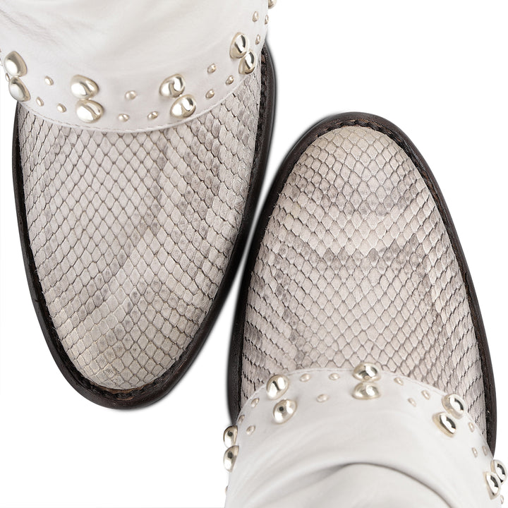 BEIGE PYTHON ZIPPER & STUDS CC254