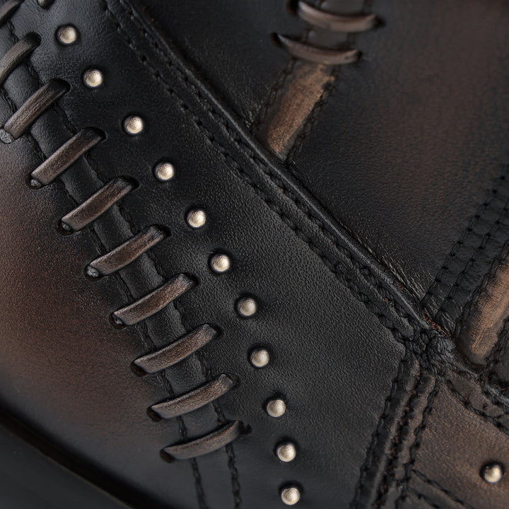 CHOCOLATE ZIPPER & WOVEN & STUD CC260