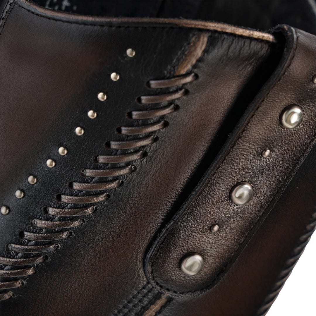 CHOCOLATE ZIPPER & WOVEN & STUD CC260