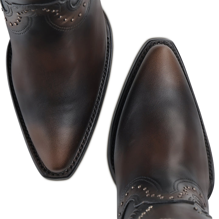 CHOCOLATE ZIPPER & WOVEN & STUD CC260