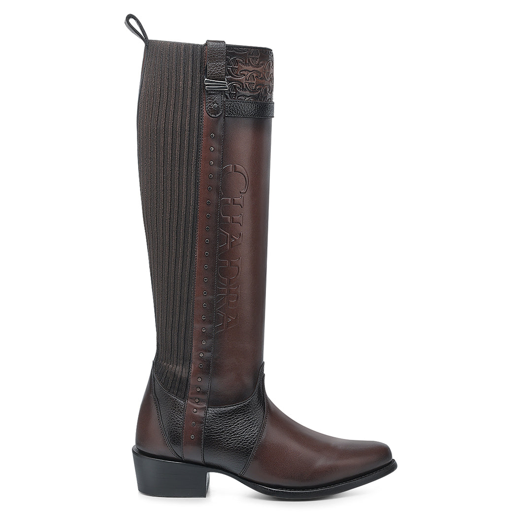 Chocolate Laser & Woven & Zipper Round Toe