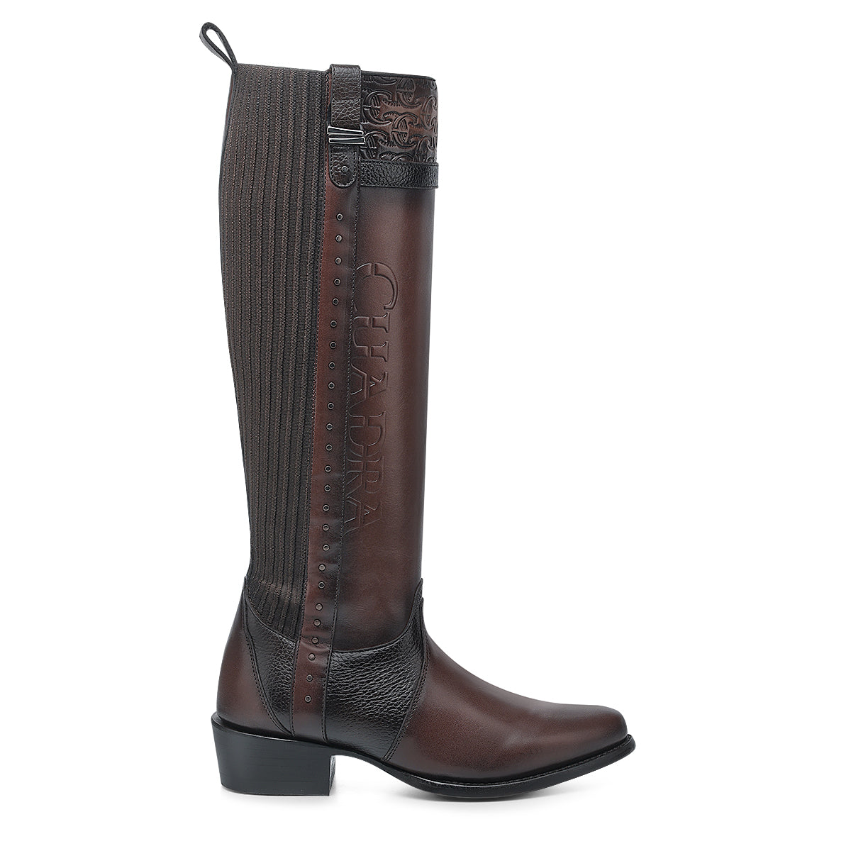 Chocolate Laser & Woven & Zipper Round Toe
