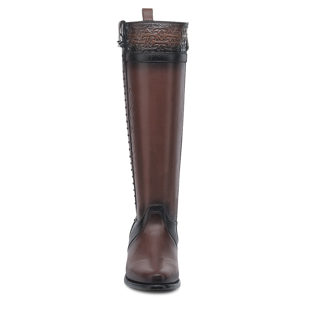Chocolate Laser & Woven & Zipper Round Toe