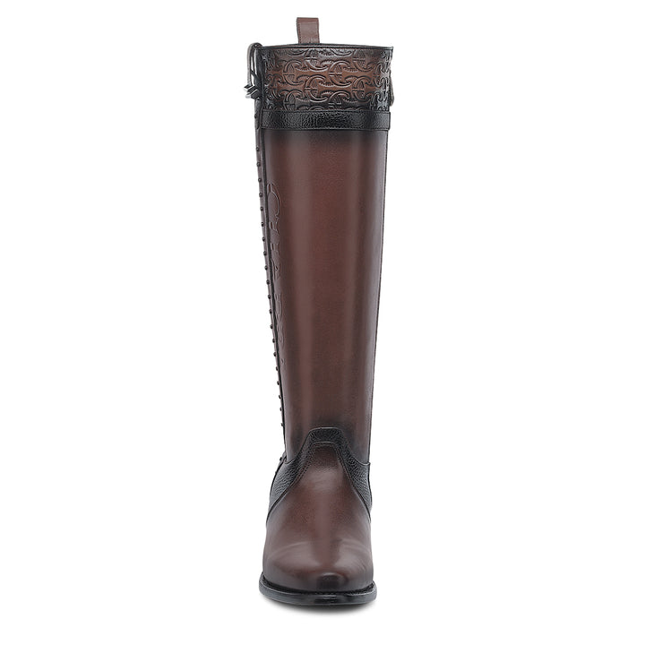 Chocolate Laser & Woven & Zipper Round Toe