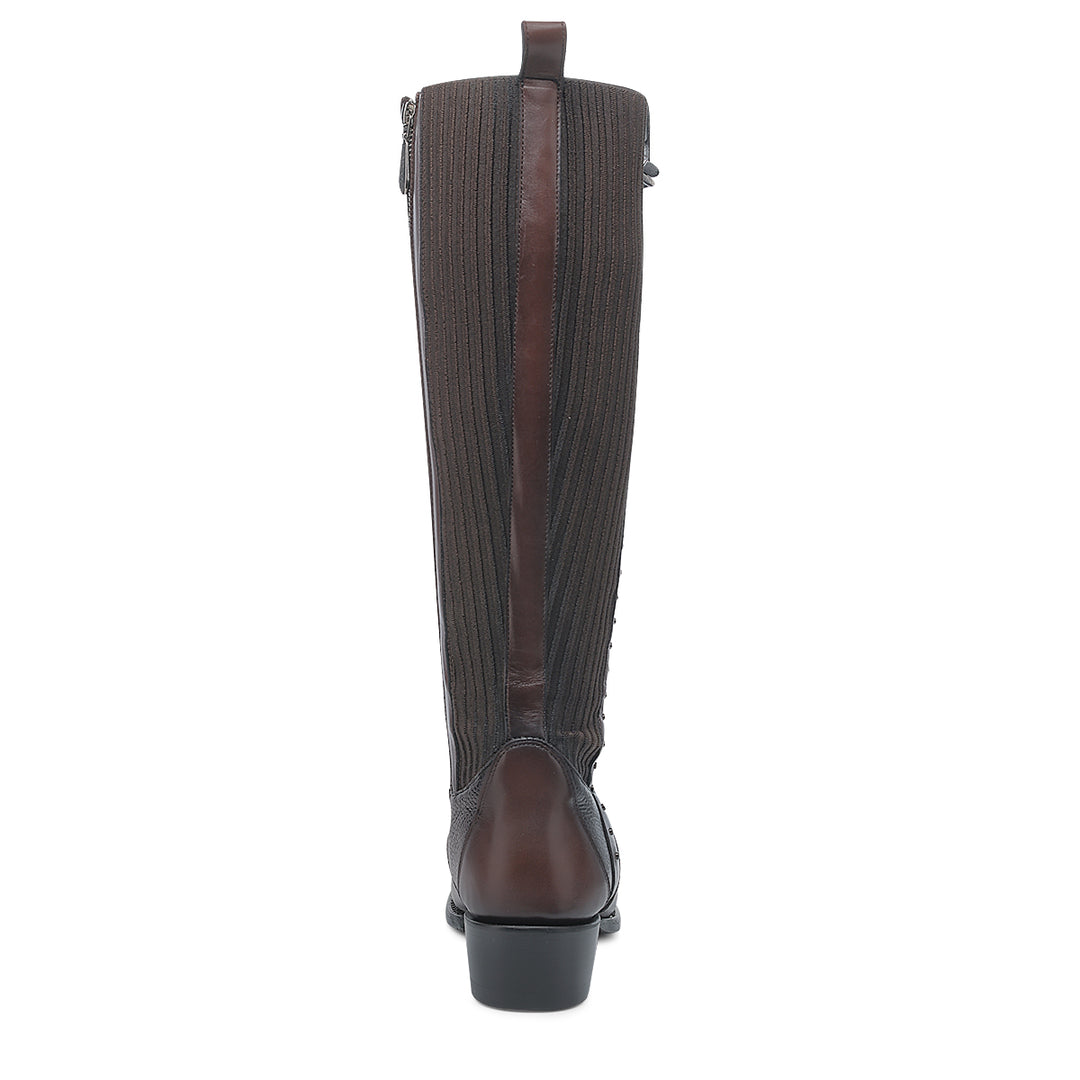 Chocolate Laser & Woven & Zipper Round Toe