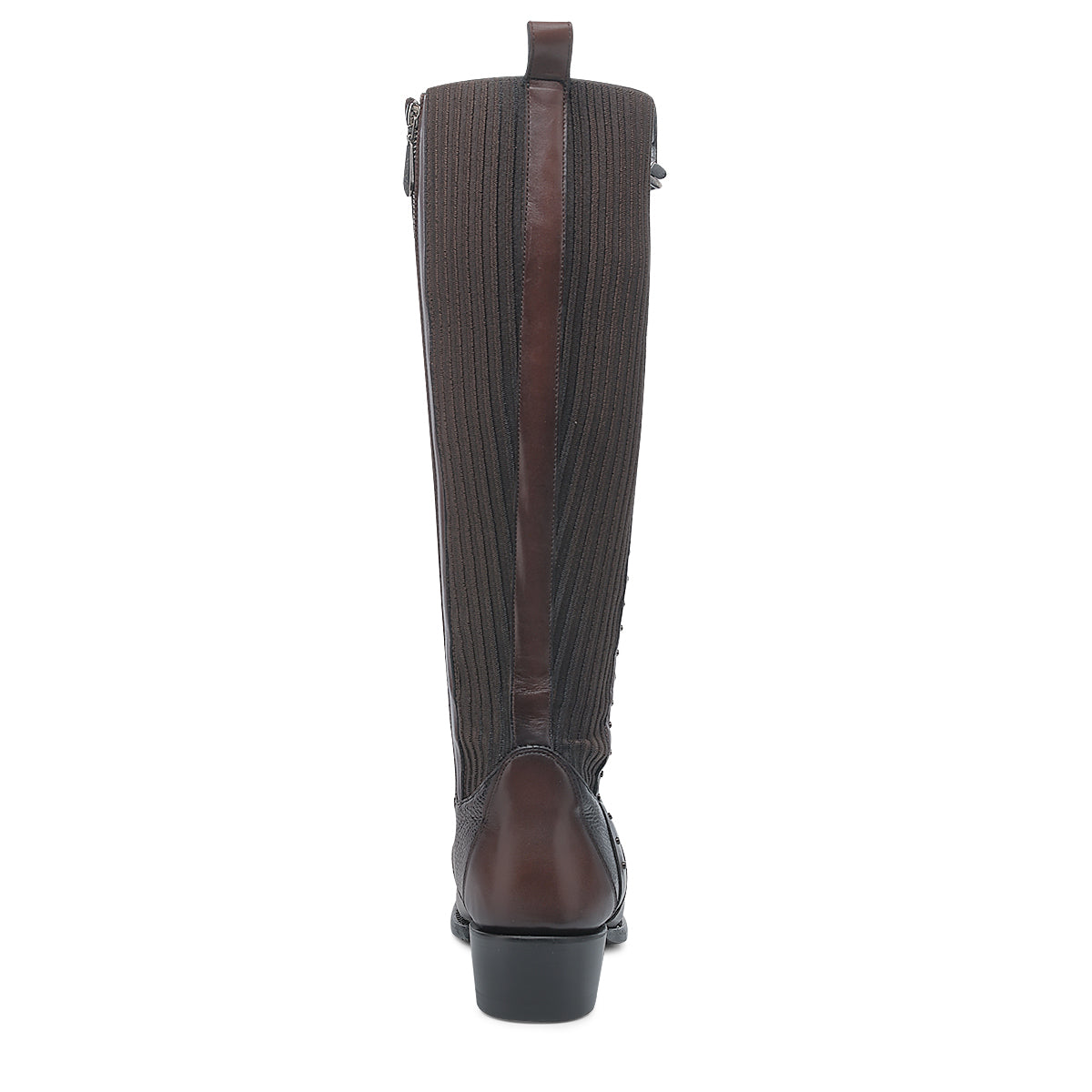 Chocolate Laser & Woven & Zipper Round Toe