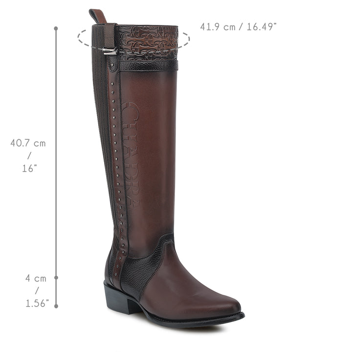 Chocolate Laser & Woven & Zipper Round Toe