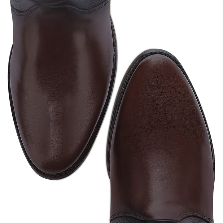 Chocolate Laser & Woven & Zipper Round Toe