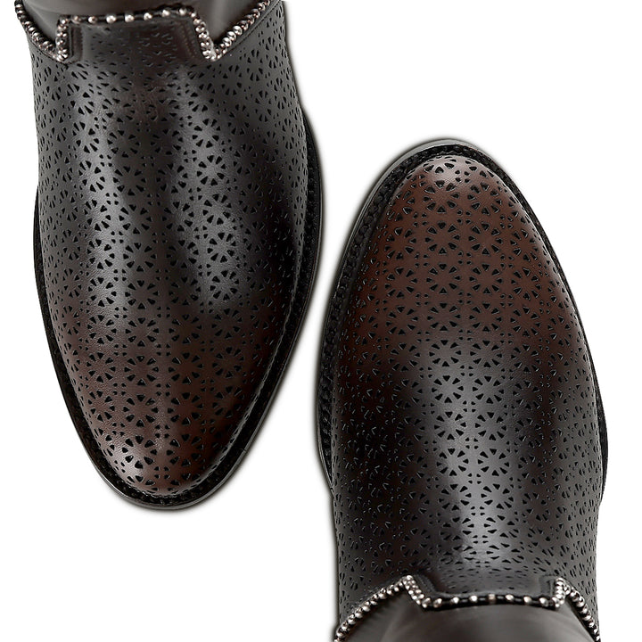 BROWN ELASTIC & LASER & STUDS CC263