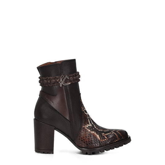 Brown Python ZIpper Round Toe