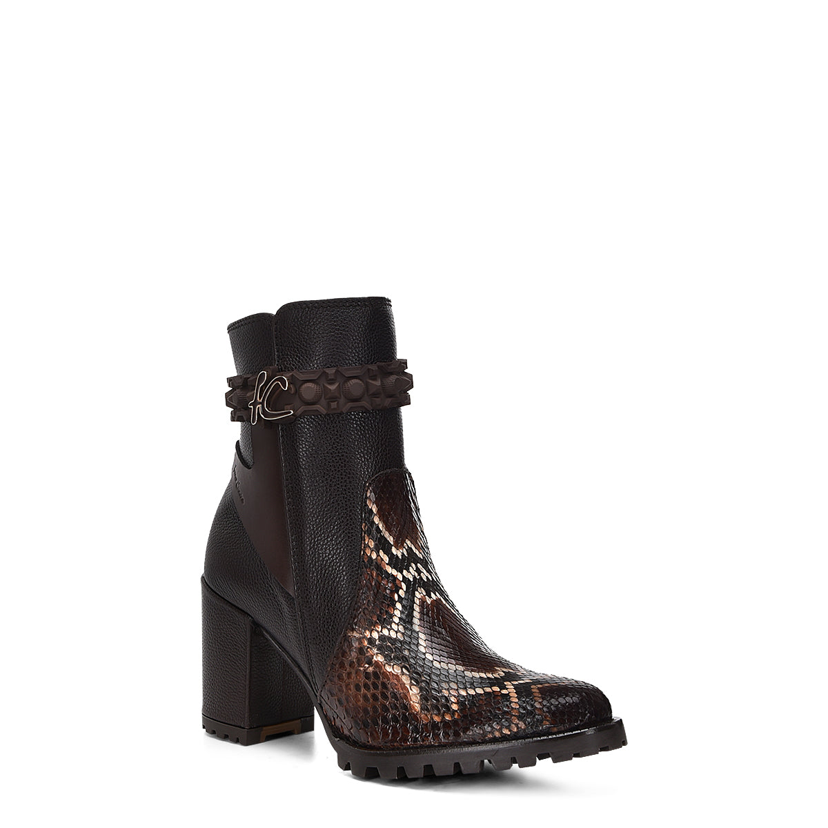 Brown Python ZIpper Round Toe