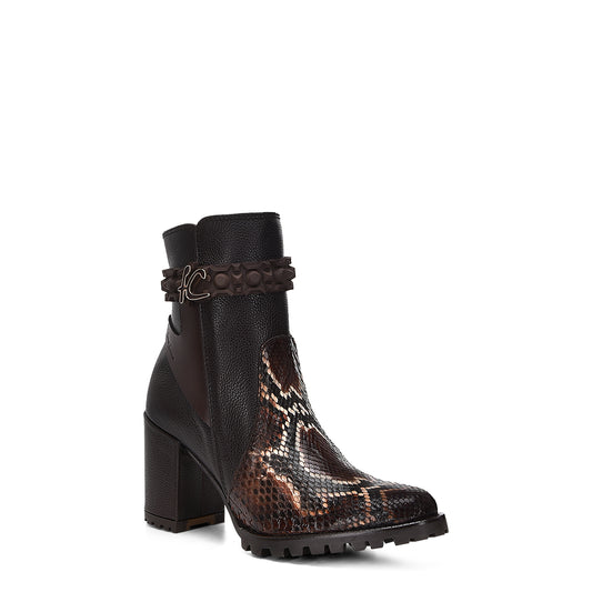 Brown Python ZIpper Round Toe