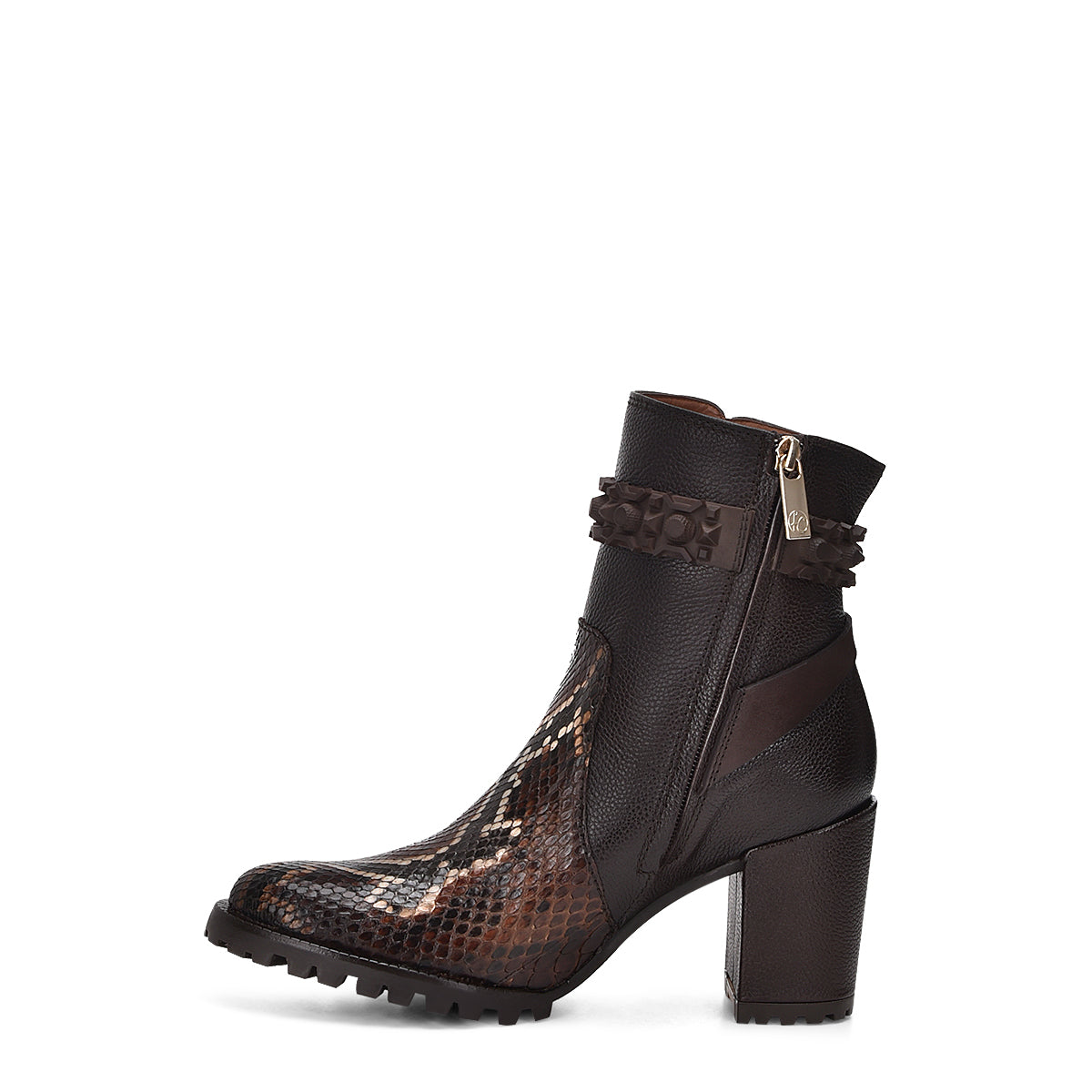 Brown Python ZIpper Round Toe