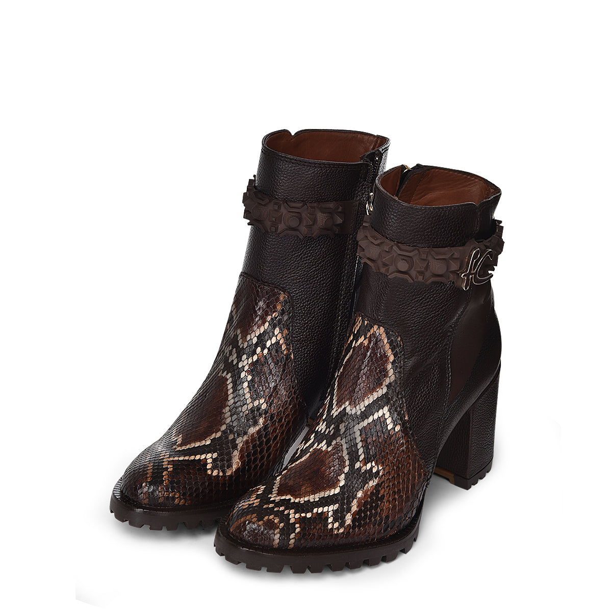 Brown Python ZIpper Round Toe