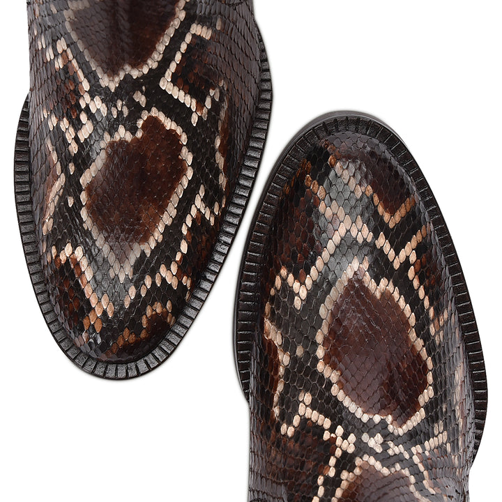 Brown Python ZIpper Round Toe