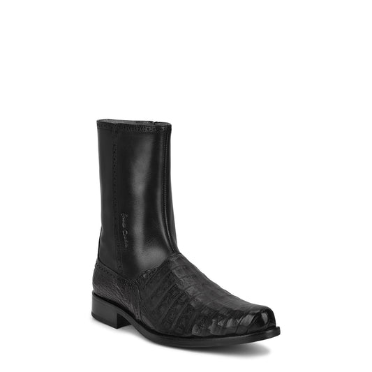 Black Caiman Zipper Round Toe