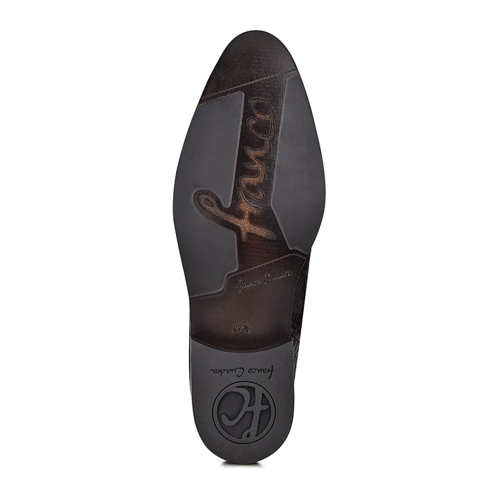 Brown Caiman Zipper Round Toe