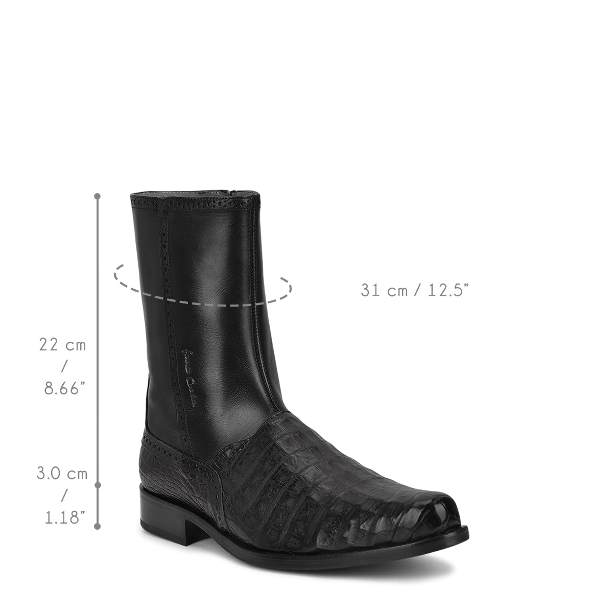Black Caiman Zipper Round Toe