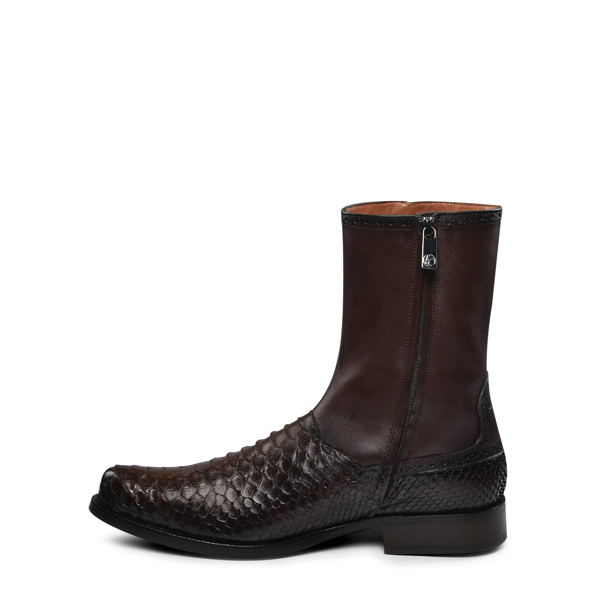 BROWN MALAYPYTHON R ZIPPER ROUND TOE