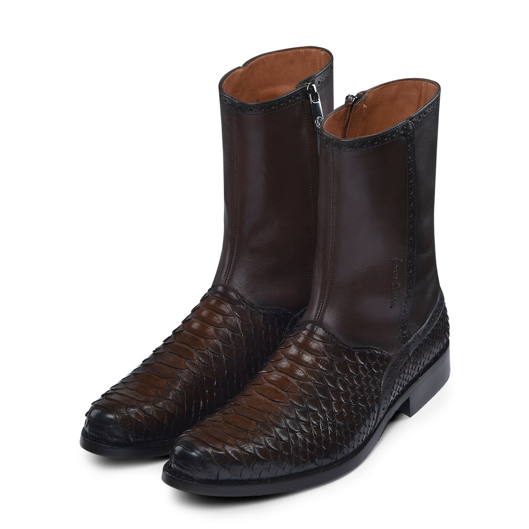 BROWN MALAYPYTHON R ZIPPER ROUND TOE