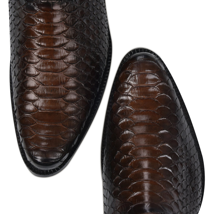 BROWN MALAYPYTHON R ZIPPER ROUND TOE