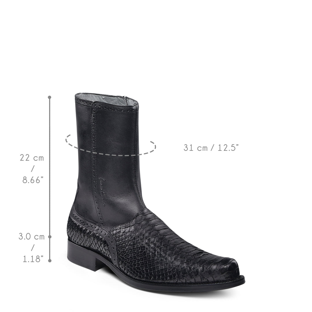 Black Malayo Python R Zipper Round Toe