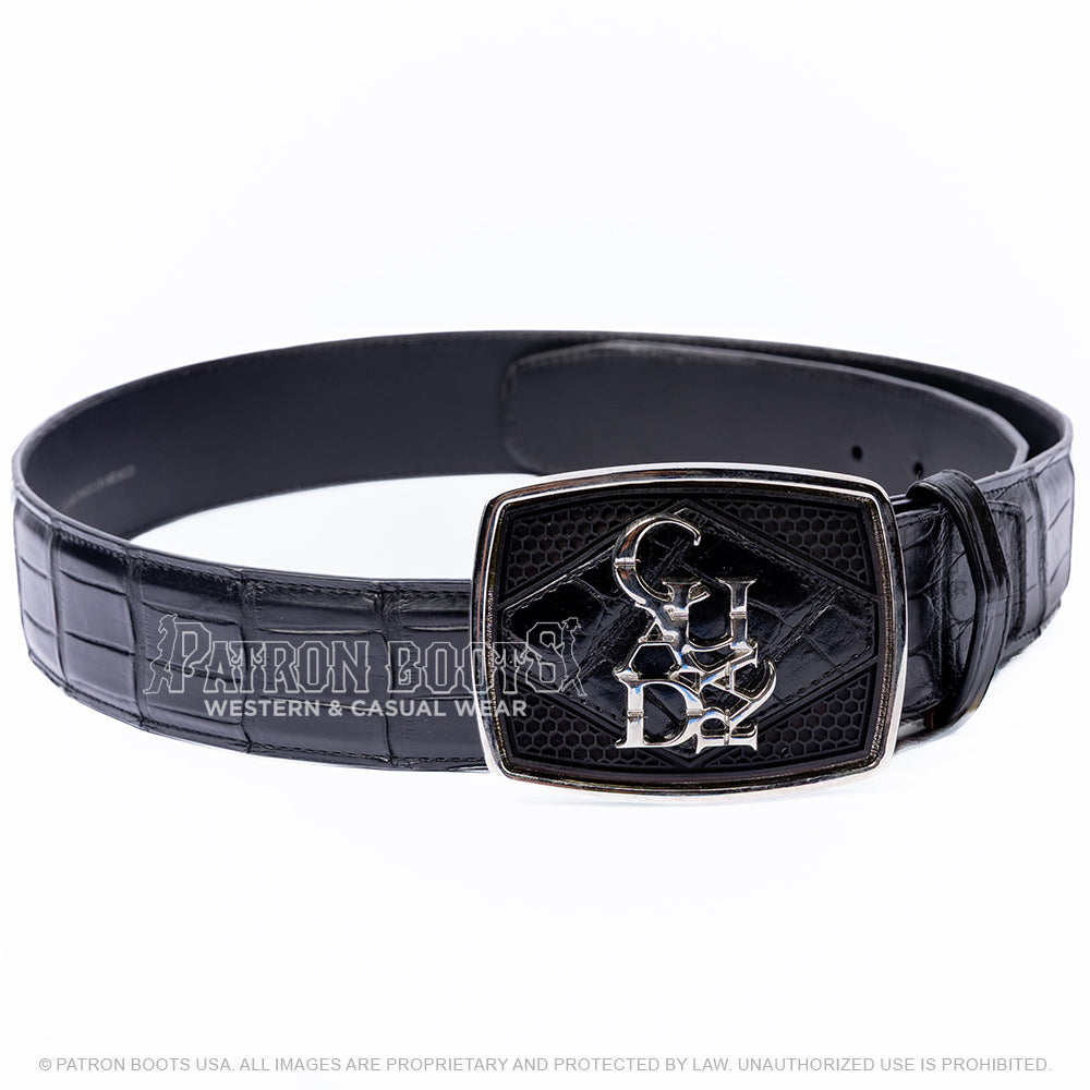 Imperio Cuadra Black Alligator Laser & Embroidery With Belt CU923