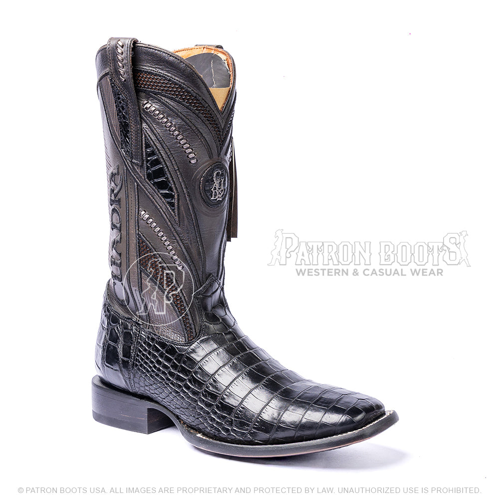 Imperio Cuadra Black Alligator Laser & Embroidery With Belt CU923