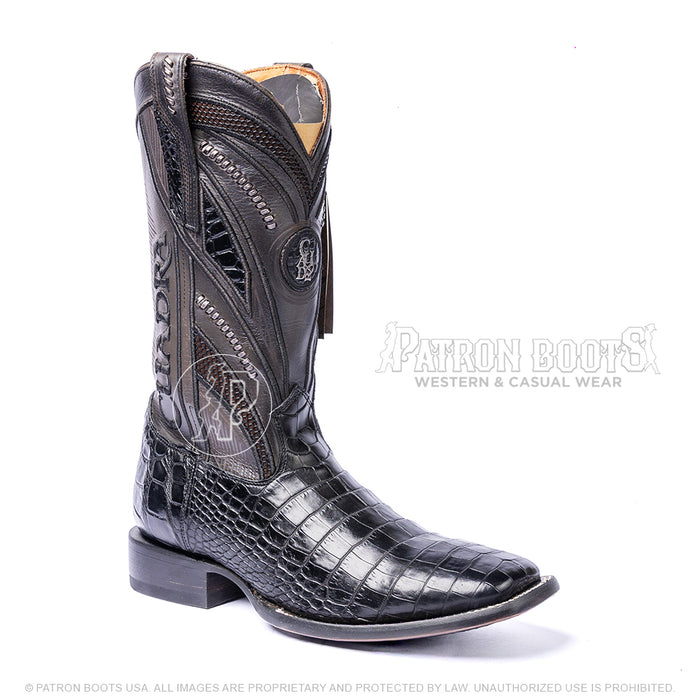 Imperio Cuadra Black Alligator Laser & Embroidery With Belt CU923