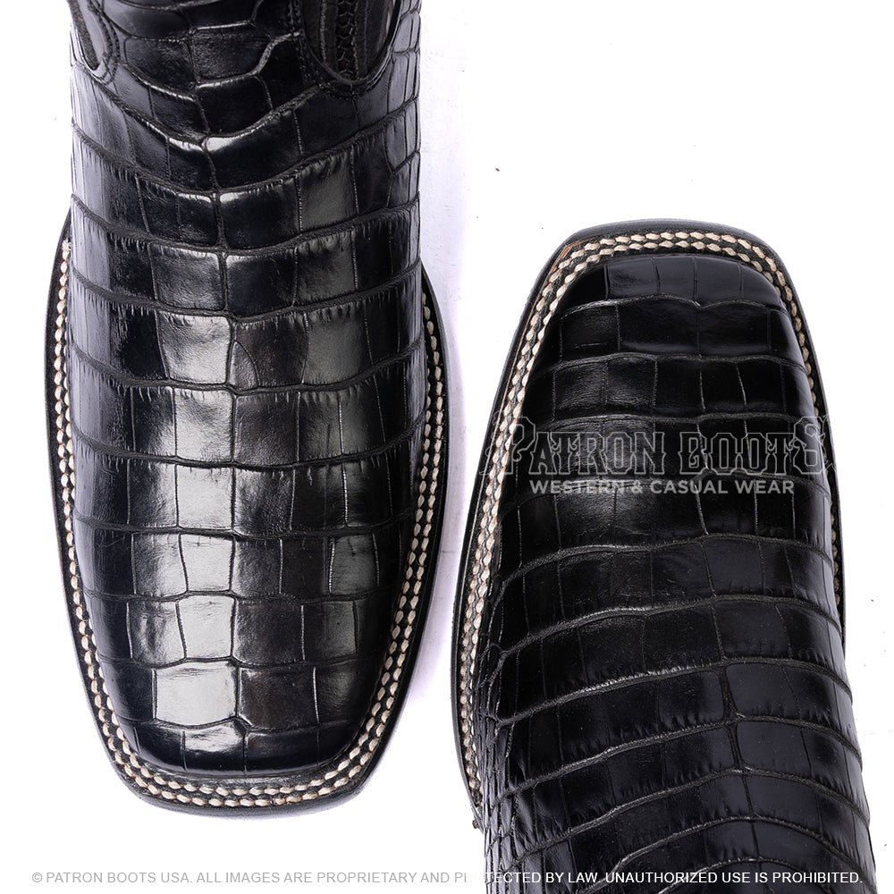 Imperio Cuadra Black Alligator Laser & Embroidery With Belt CU923