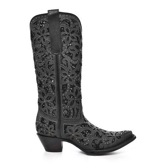 Black Inlay & Embroidery & Studs