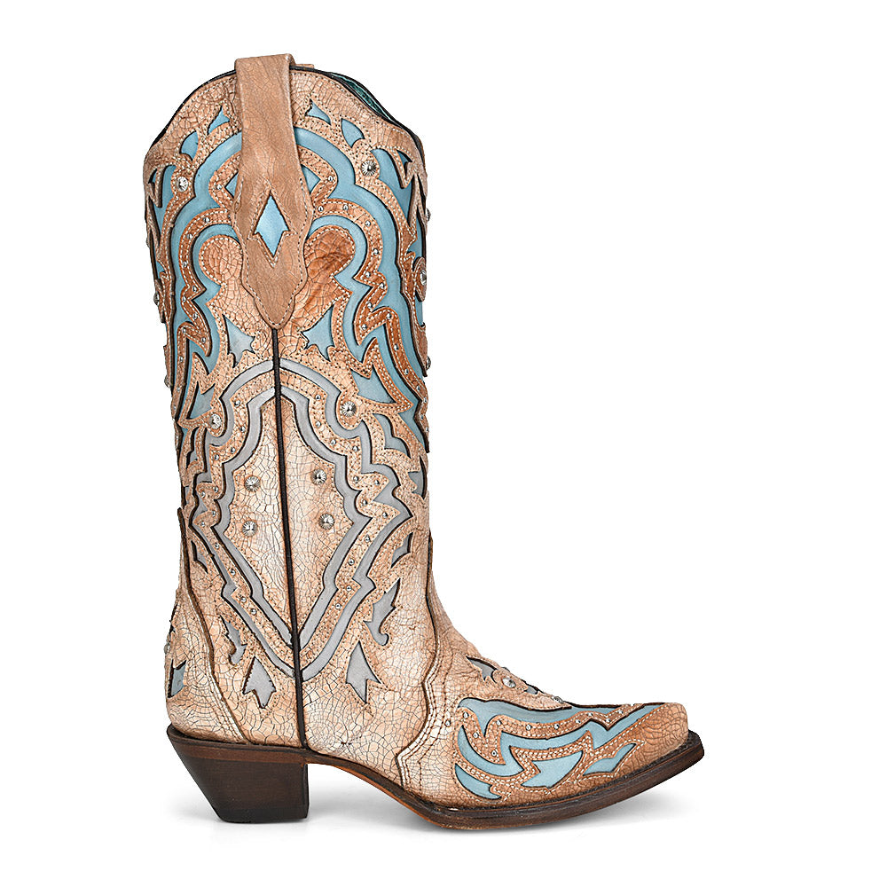 Bone Blue Inlay Studs
