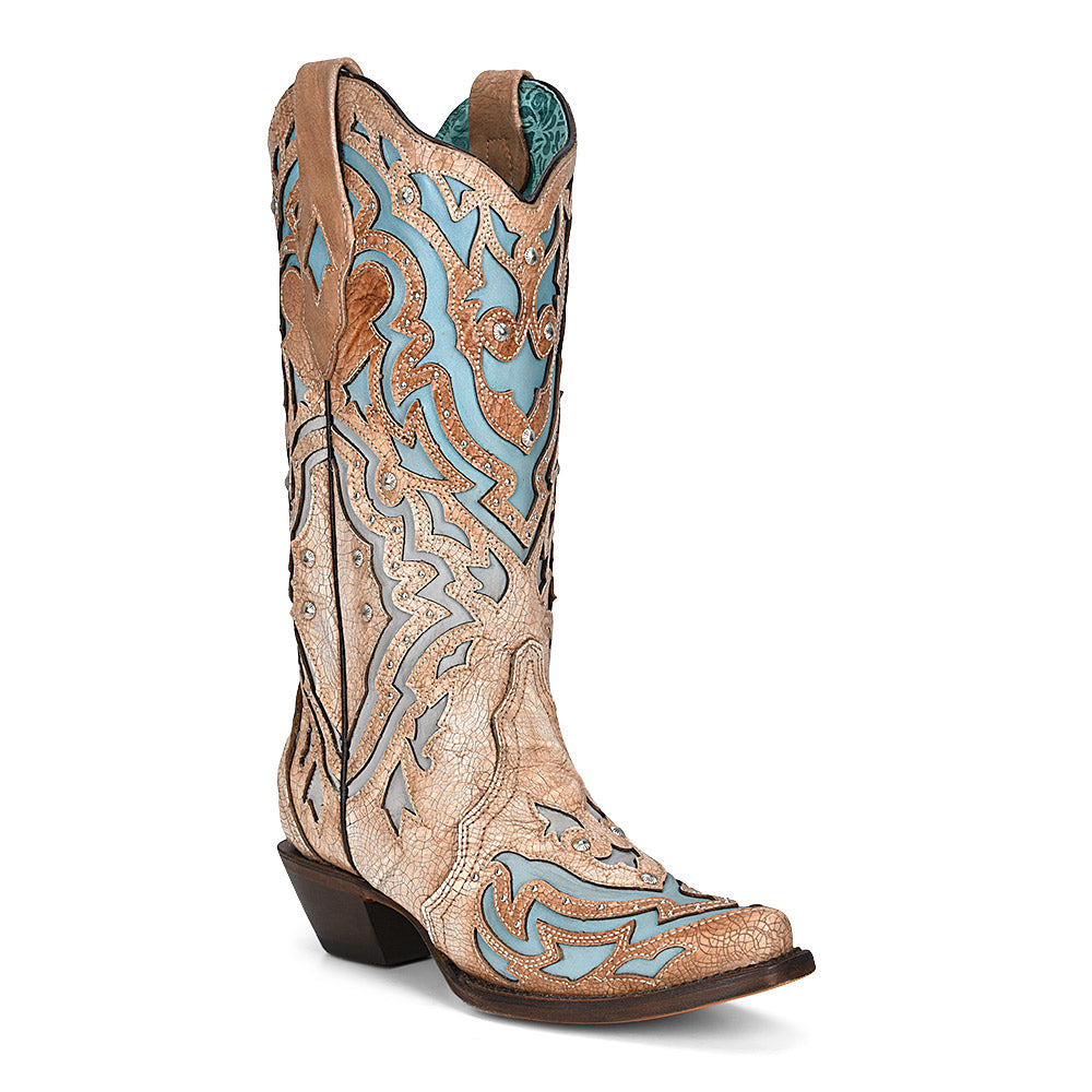 Bone Blue Inlay Studs – Patron Boots USA