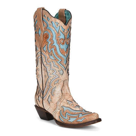 Bone Blue Inlay Studs