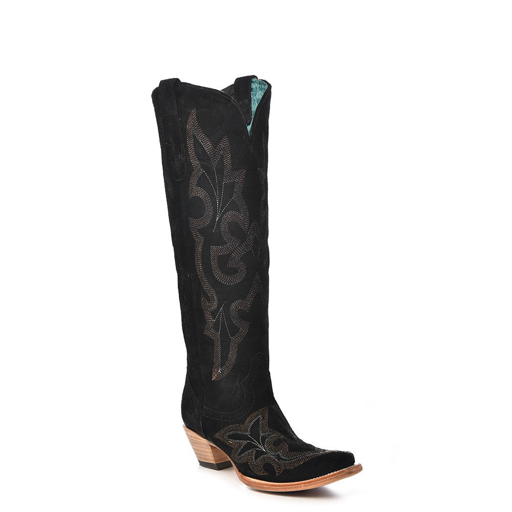 Black Suede Embroidery