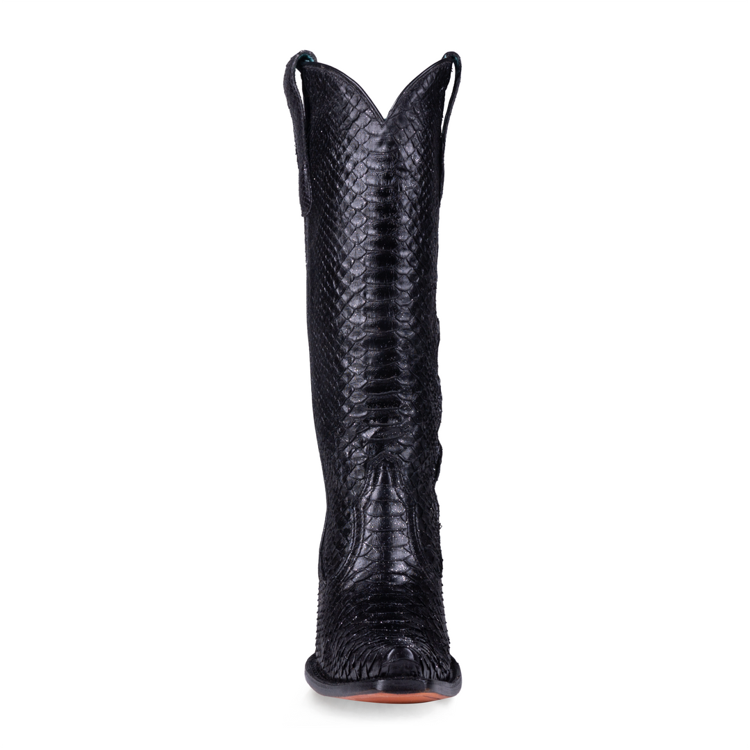 Black Python Tall Knee Snip Toe